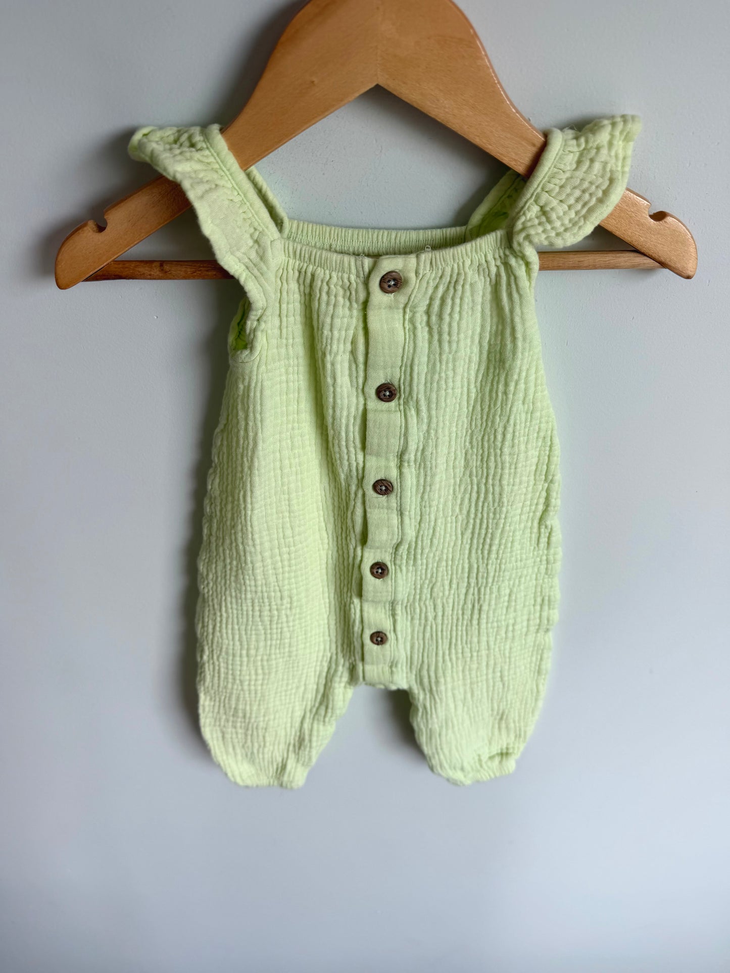 Lime Button Jumpsuit / 3-6m