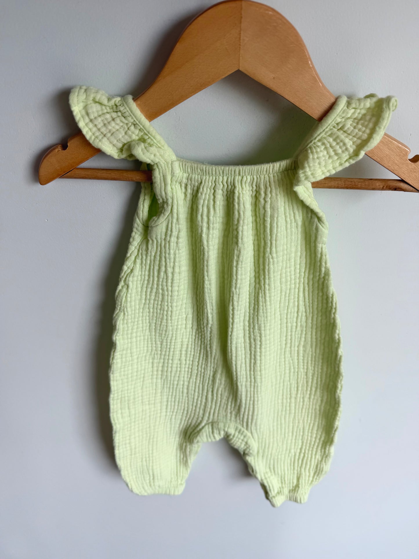 Lime Button Jumpsuit / 3-6m