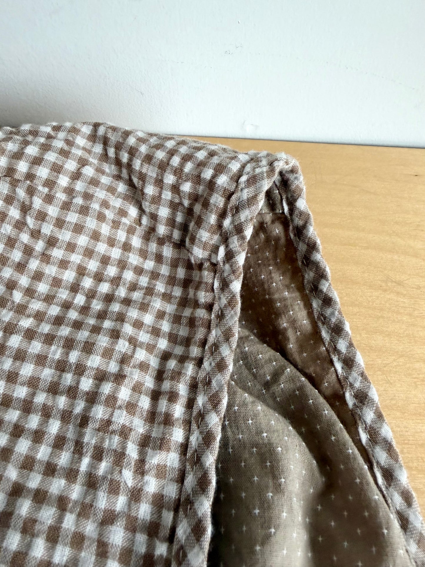 Tan Gingham Bonnet / 6-12m