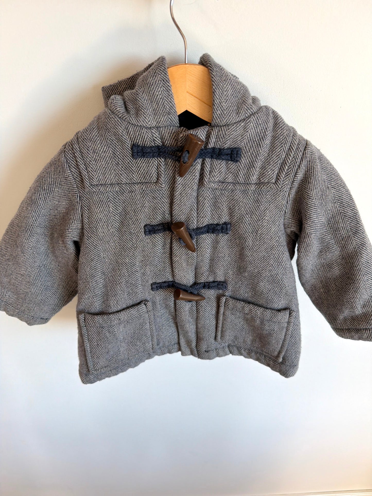 Gap Grey Hooded Peacoat / 12-18m