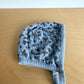 Blue Quilted Brown Flower Bonnet / 3-6m