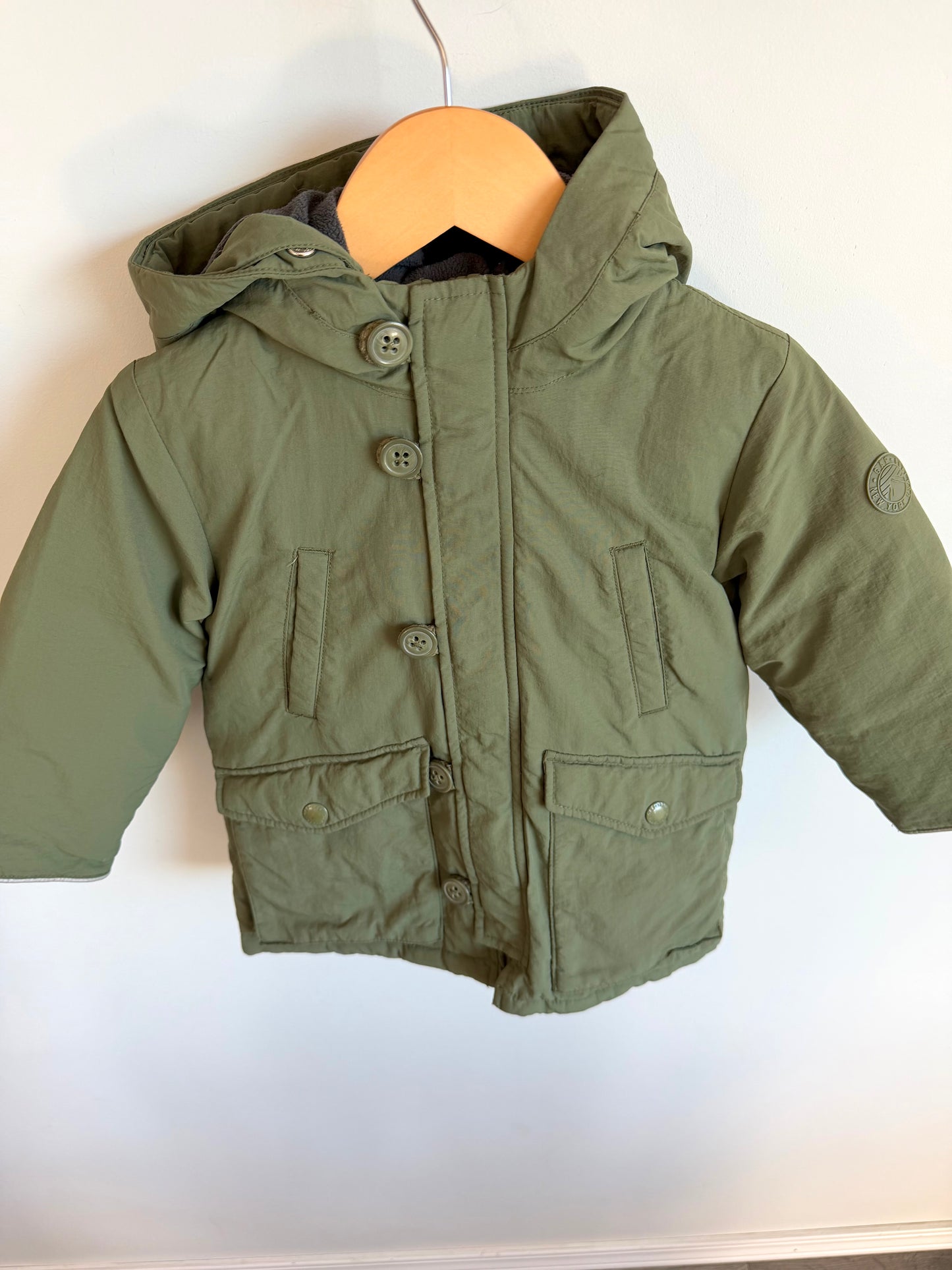 Gap Green Hooded Winter Jacket / 18-24m