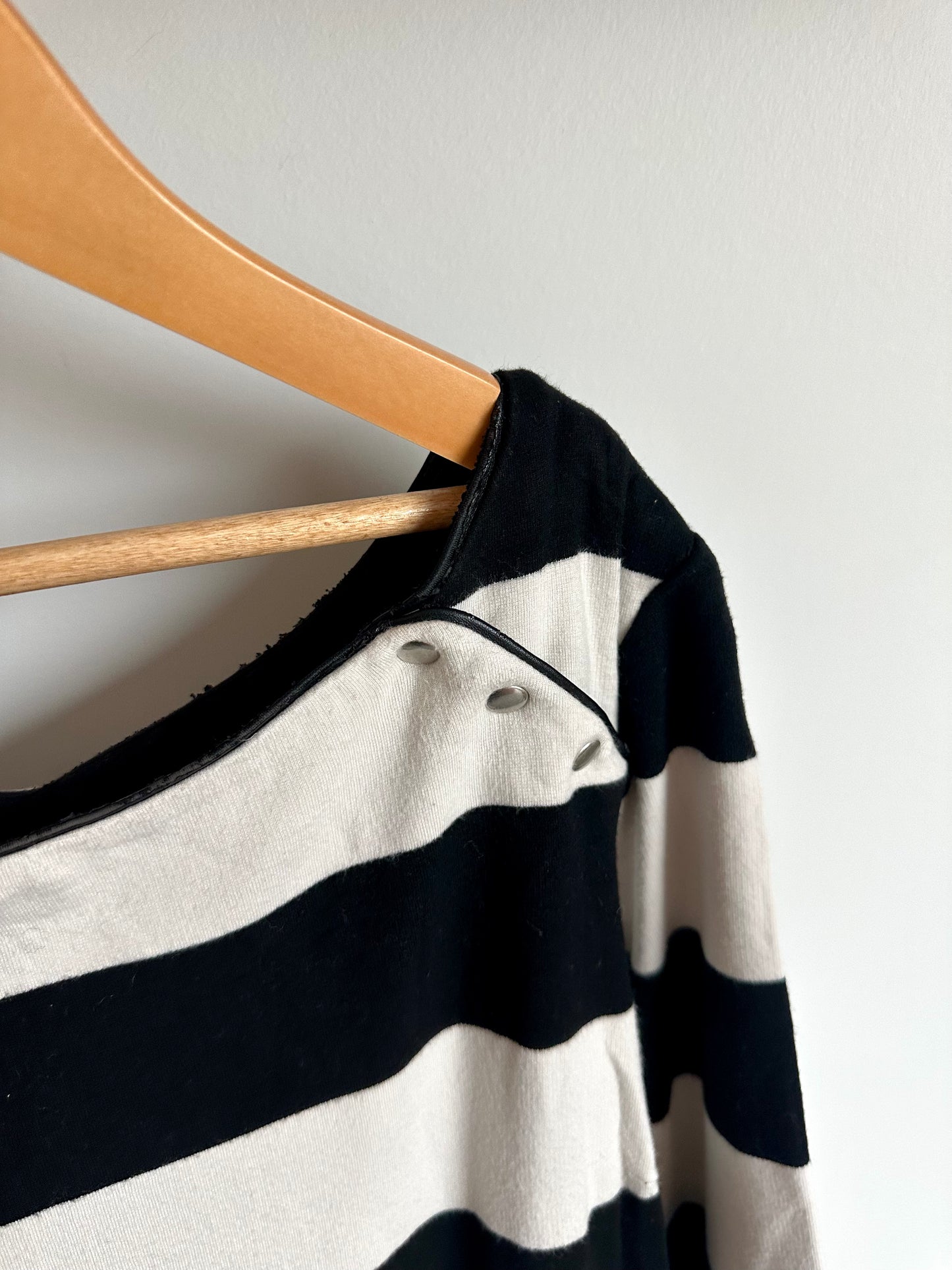 Black + White Striped Maternity Dress / Large