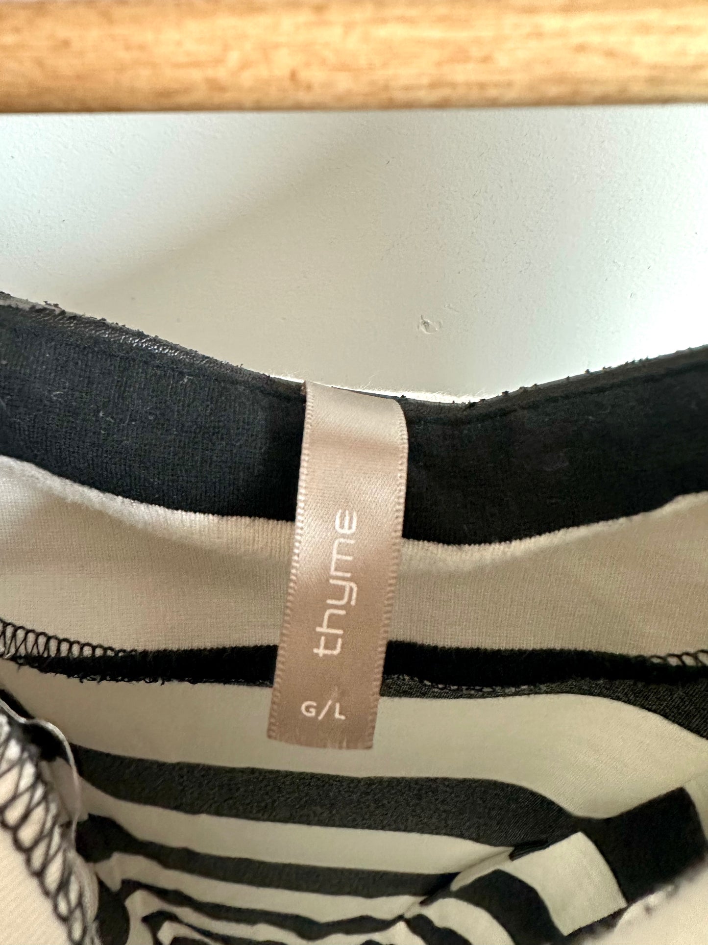 Black + White Striped Maternity Dress / Large