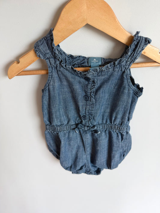 Chambray Buttons Bubble Romper / 12-18m
