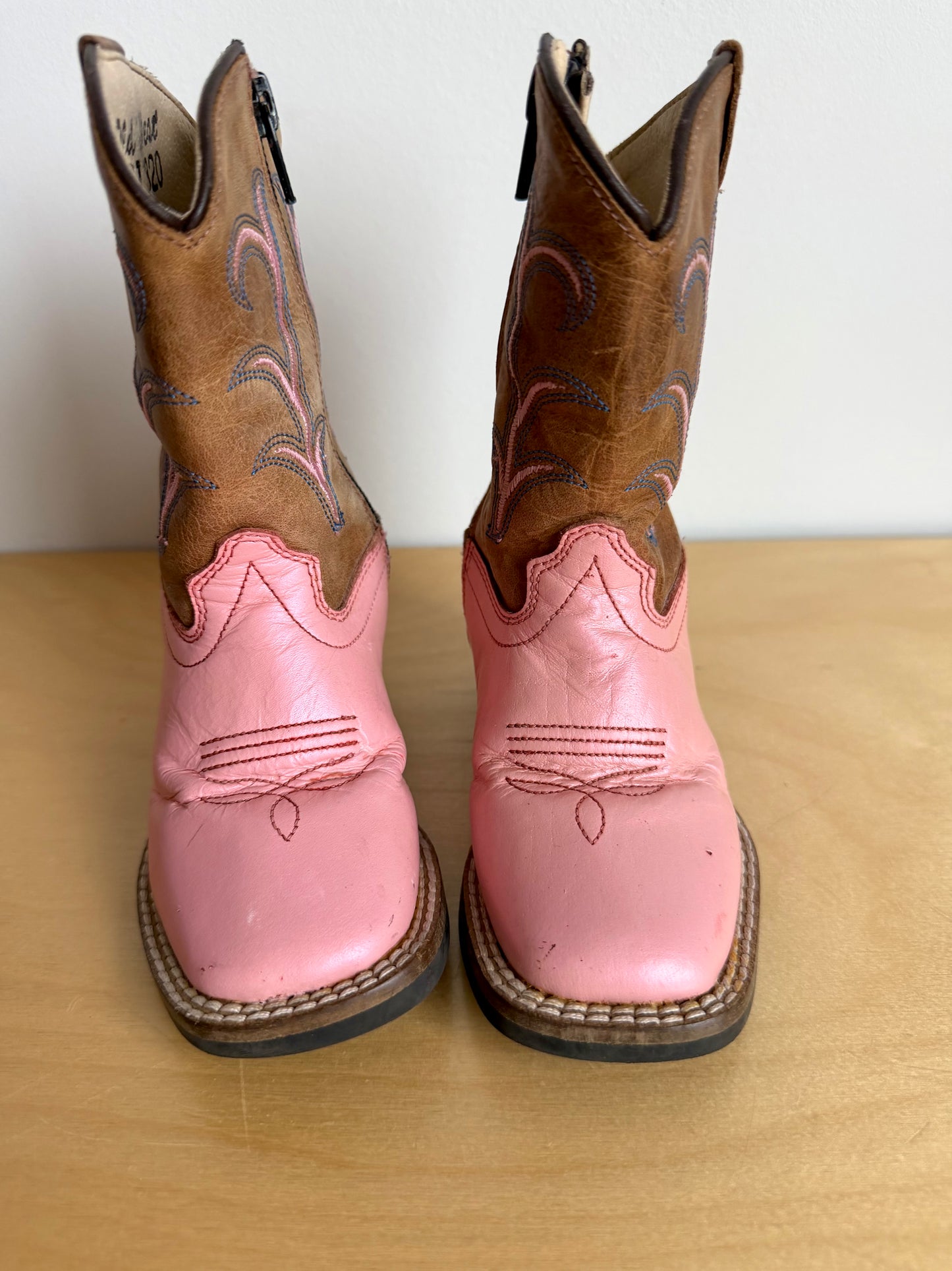 Pink Cowboy Leather Boots / Size 8 Toddler