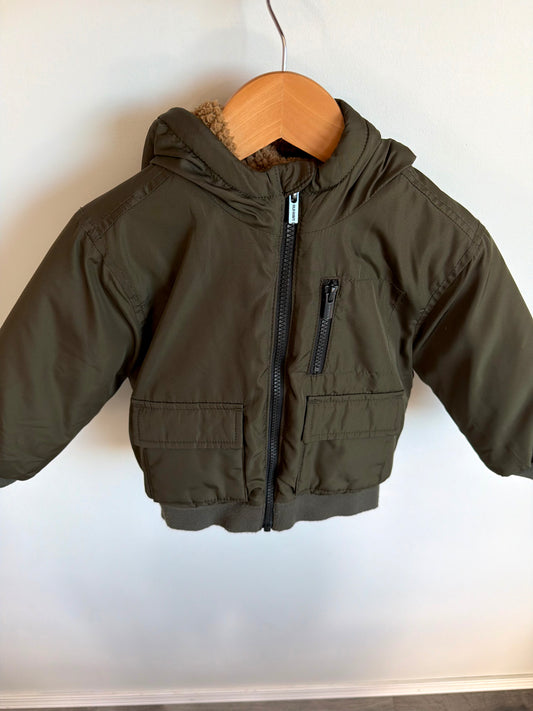 Olive Hooded Zipper Jacket / 2T
