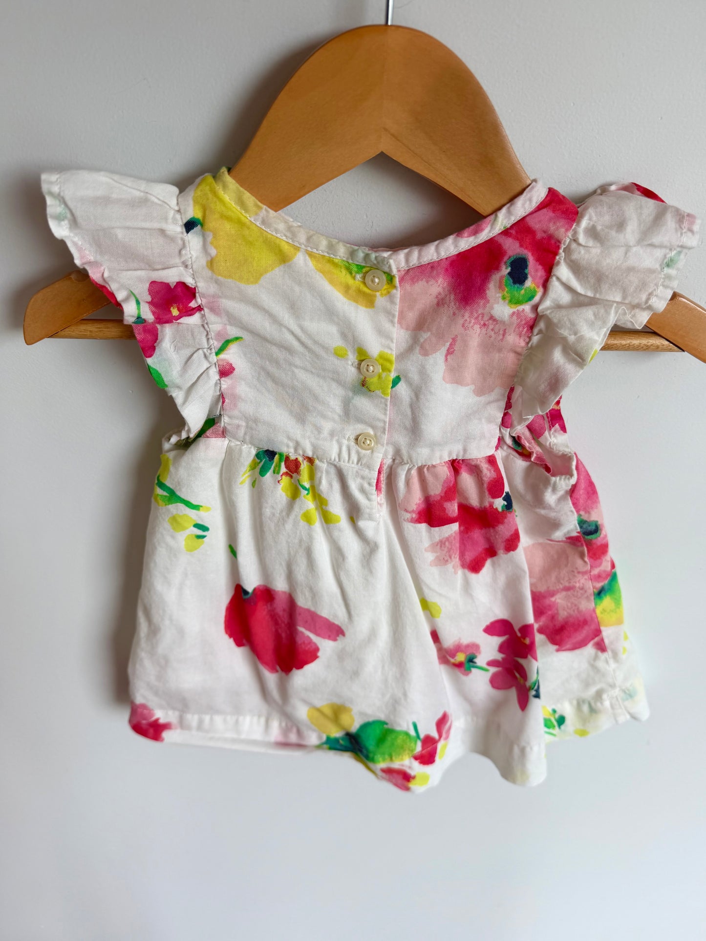 White Watercolor Dress / 6-12m