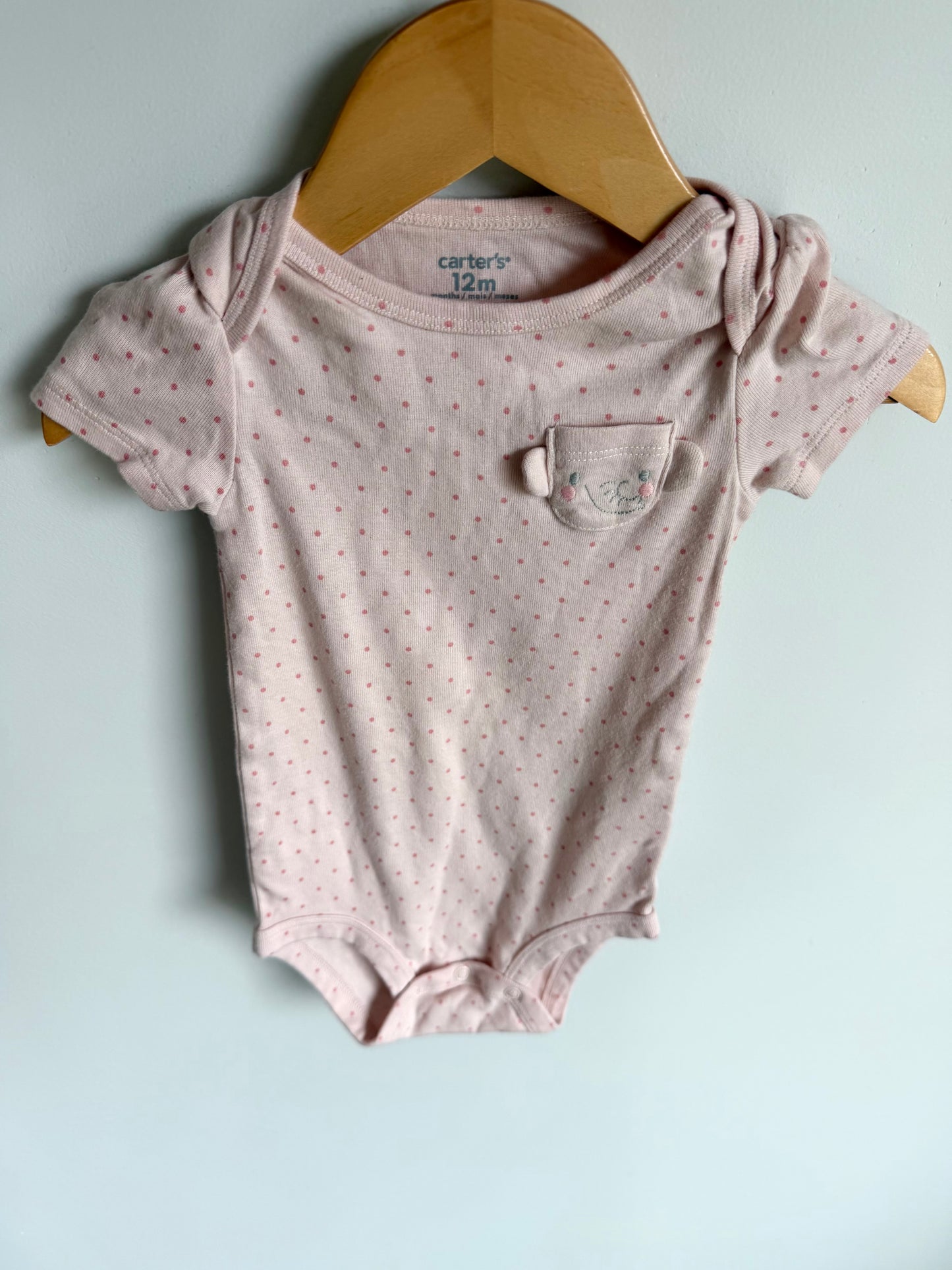 Set of Two Dotted Animal Pocket Bodysuits / 12m