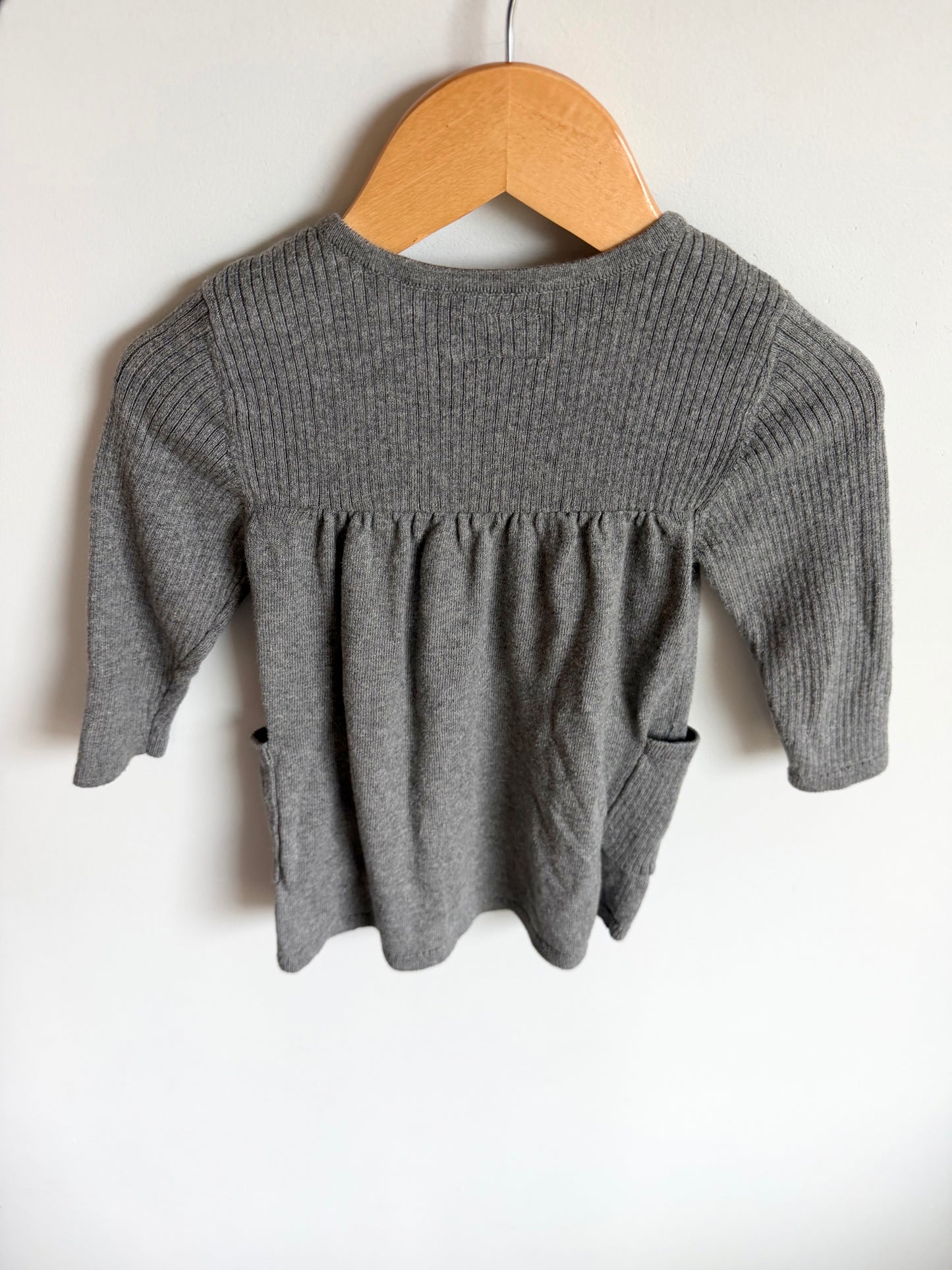 Grey Organic Cotton Pocket Dress / 12m