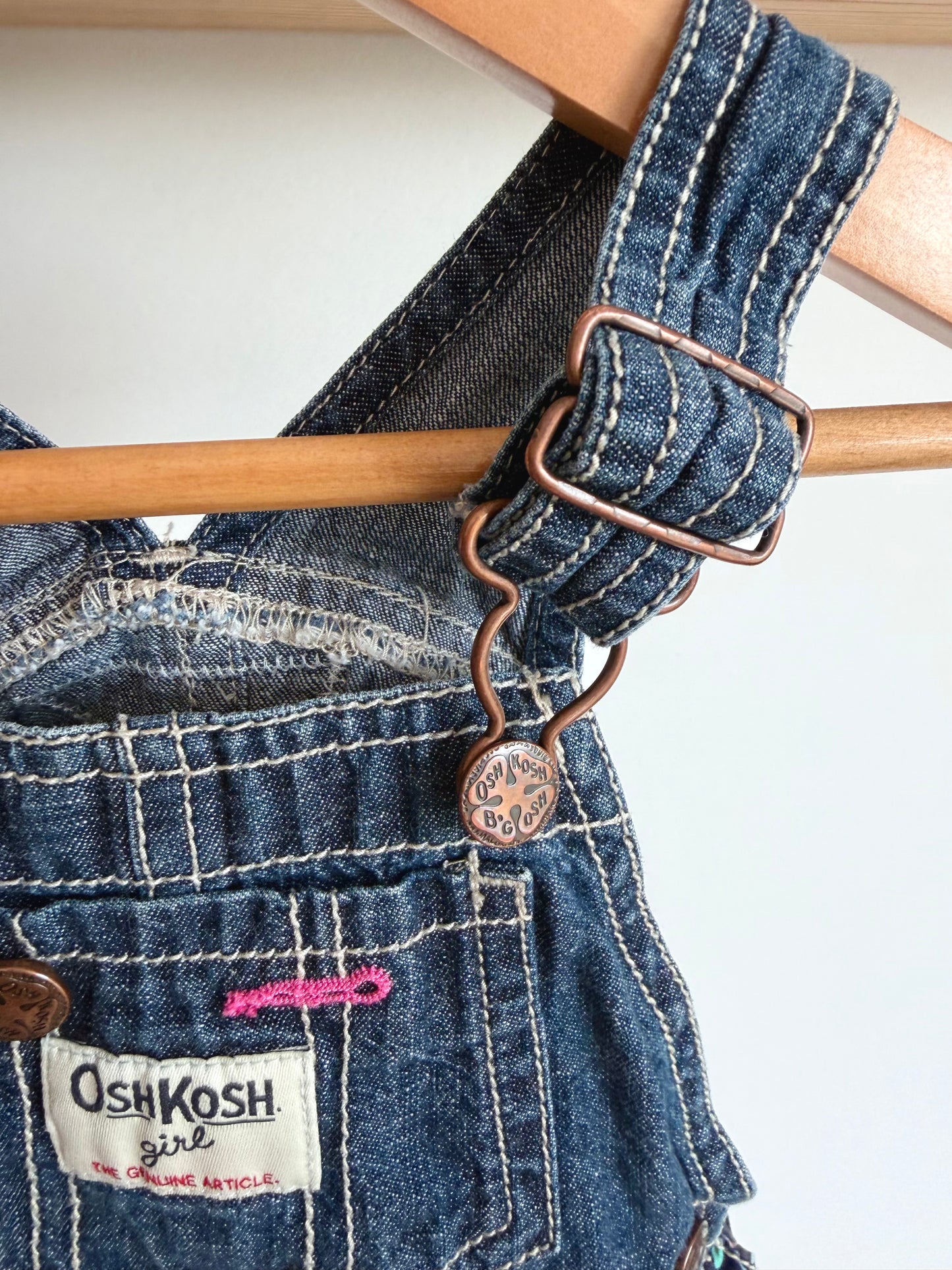 Denim Floral Gingham Overall Dress / 18m