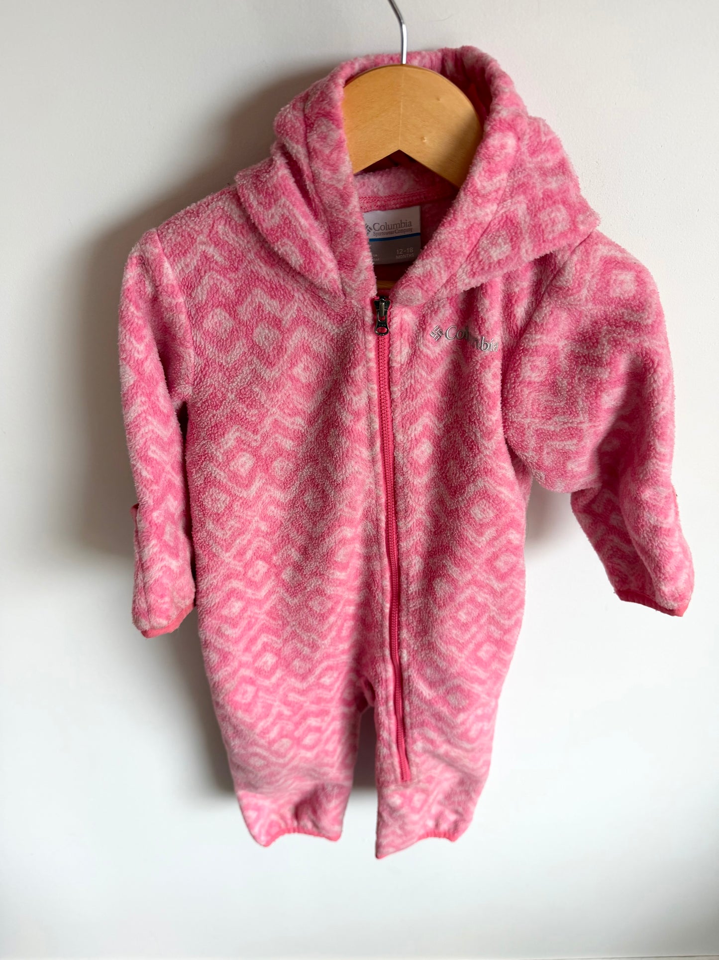 Columbia Pink Fleece Bunting Suit / 12-18m