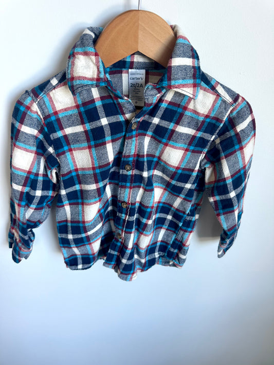 Blue + Red Striped Flannel / 2T