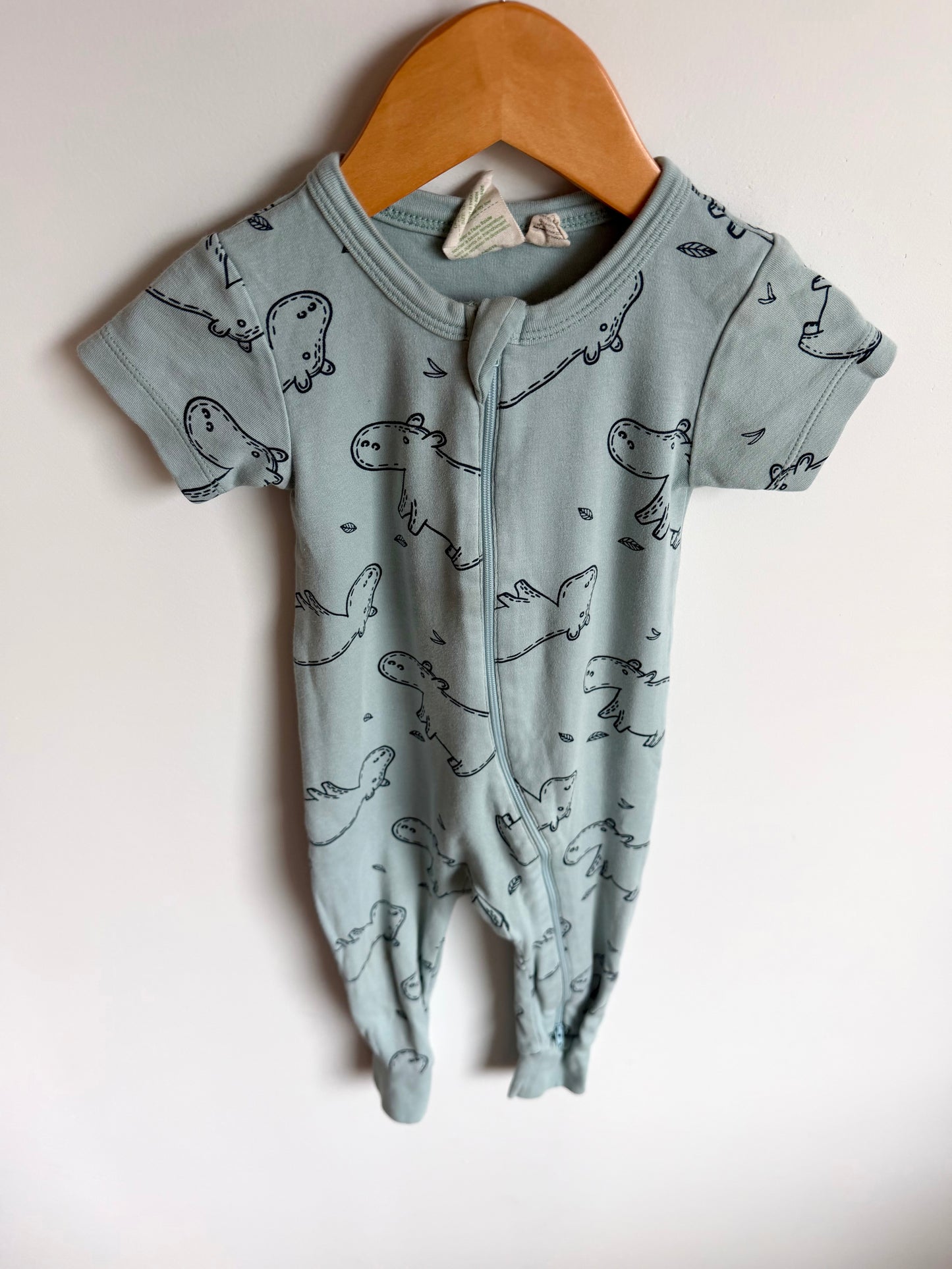 Parade Organic Blue Hippo Short Sleeve Sleeper  / 12-18m