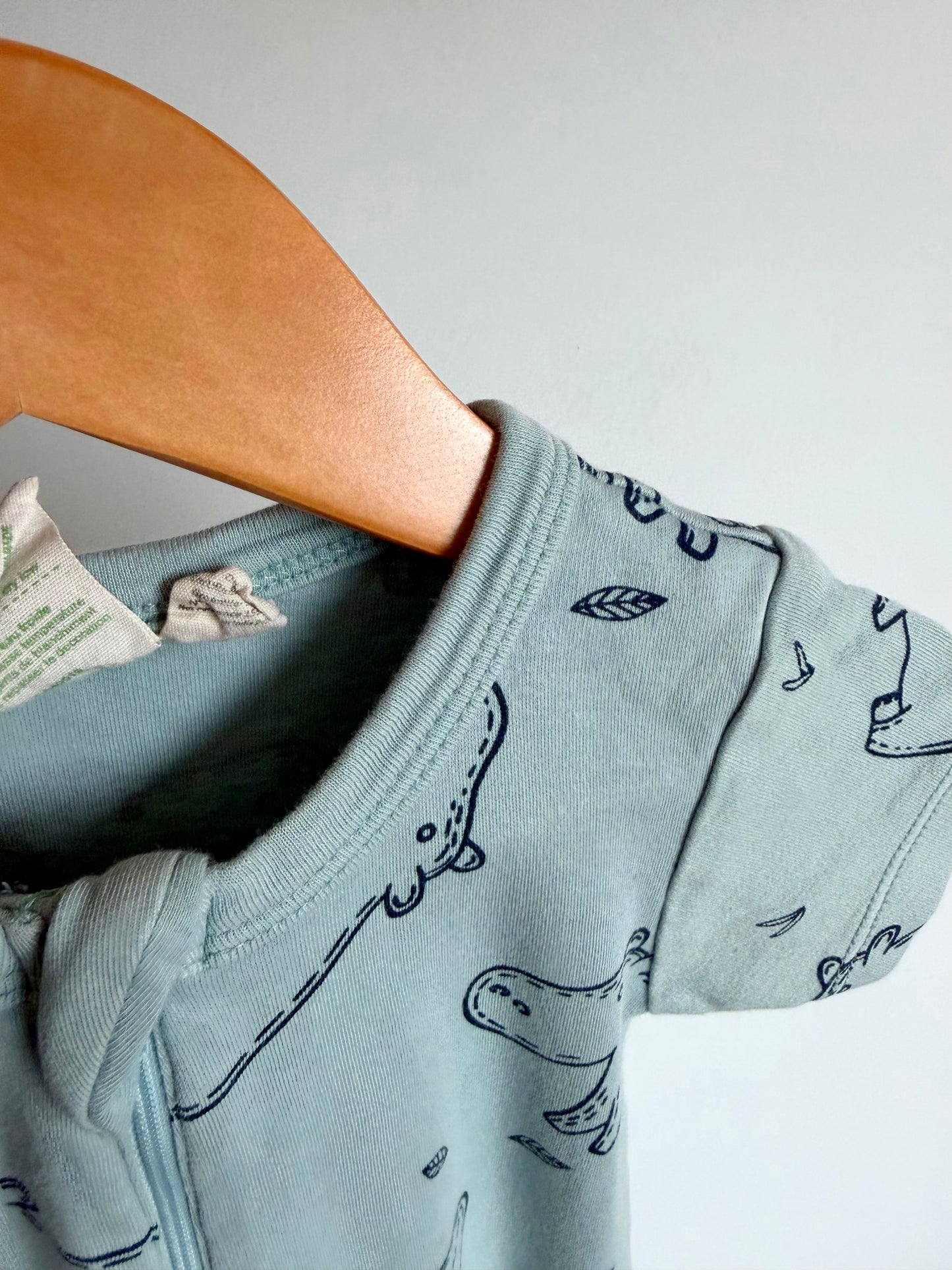 Parade Organic Blue Hippo Short Sleeve Sleeper  / 12-18m