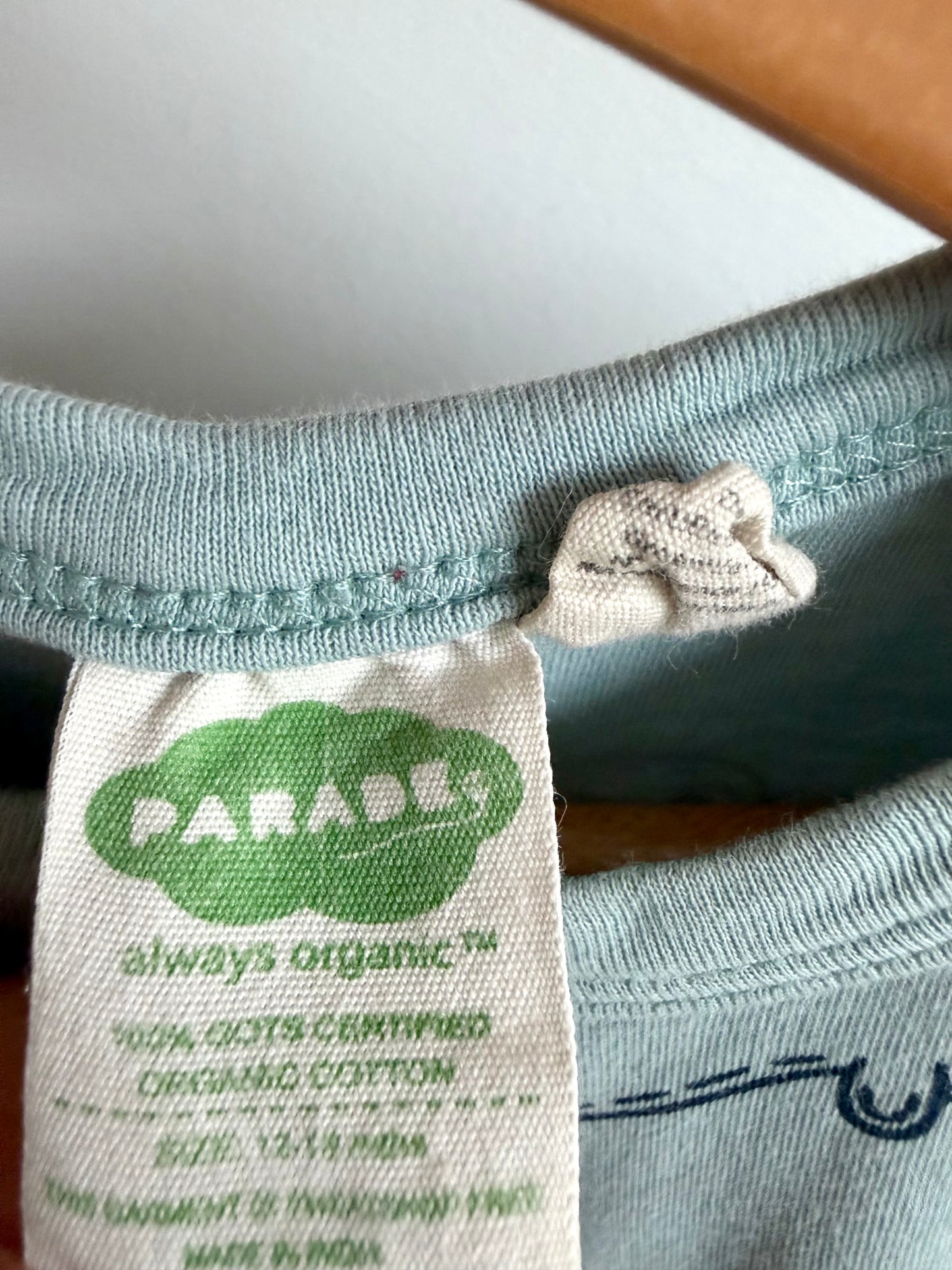 Parade Organic Blue Hippo Short Sleeve Sleeper  / 12-18m