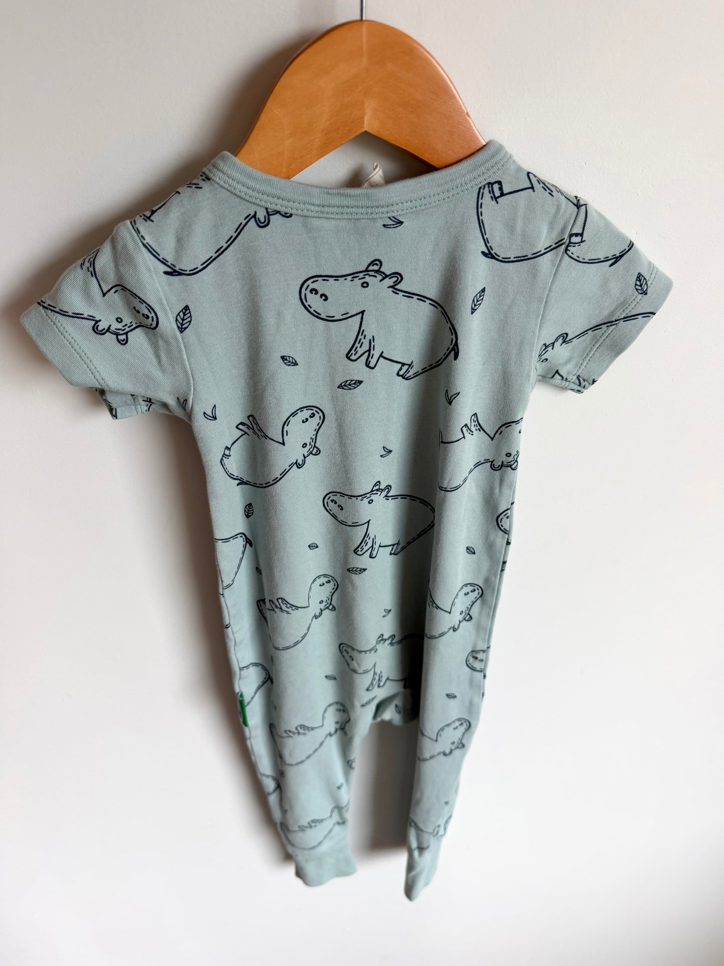 Parade Organic Blue Hippo Short Sleeve Sleeper  / 12-18m