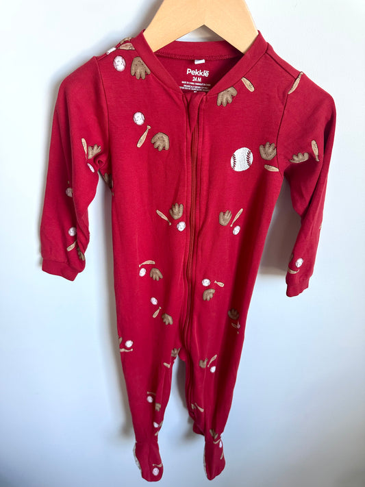 Organic Red Baseball Sleeper / 24m