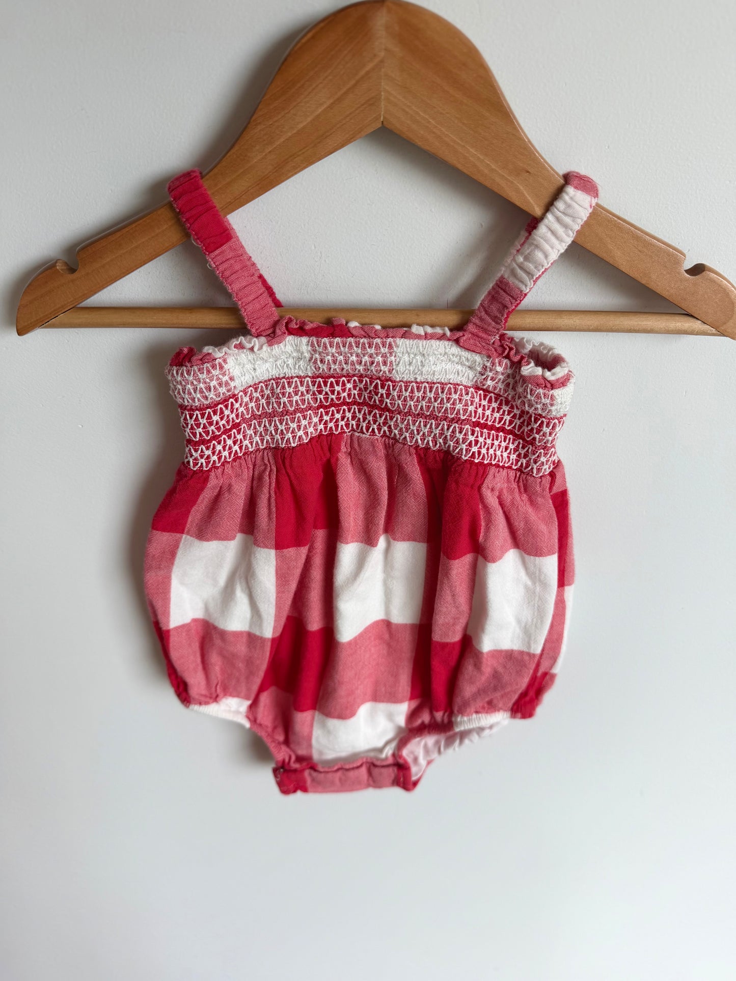 Red Checkered Rousing Bubble Romper or Bodysuit / 6-12m