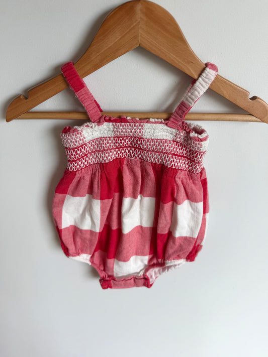 Red Checkered Rousing Bubble Romper or Bodysuit / 6-12m