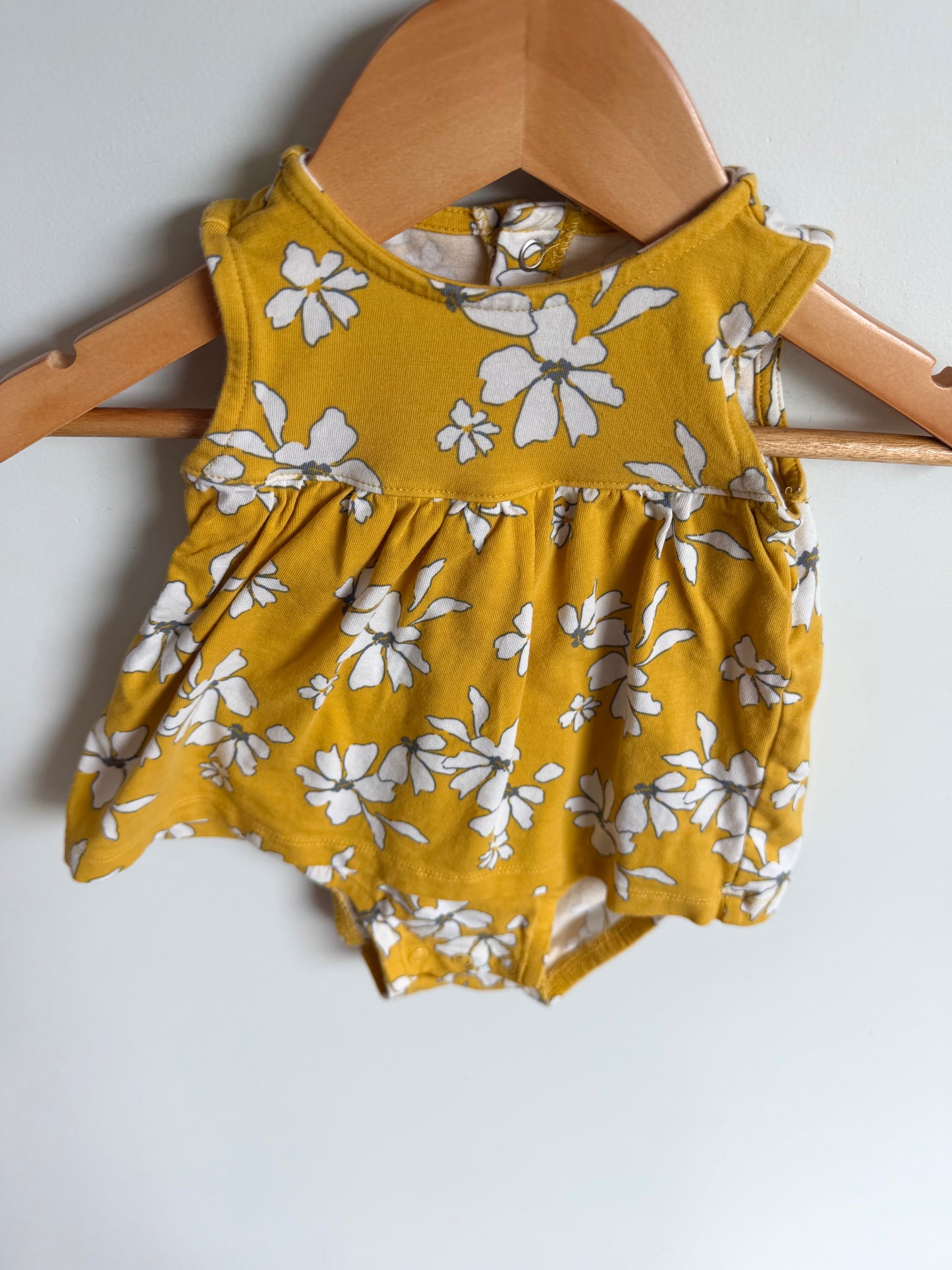 Yellow Flower Dress Bodysuit / 3-6m