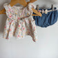 White Floral Top + Chambray Bottom Set / 6-9m