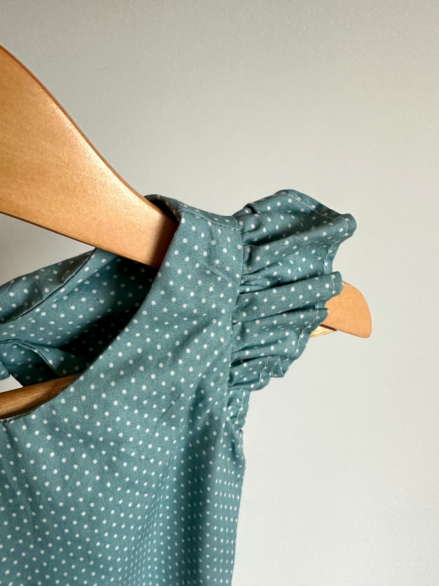 Robin's Egg Blue Dotted Bubble Romper / 12-24m