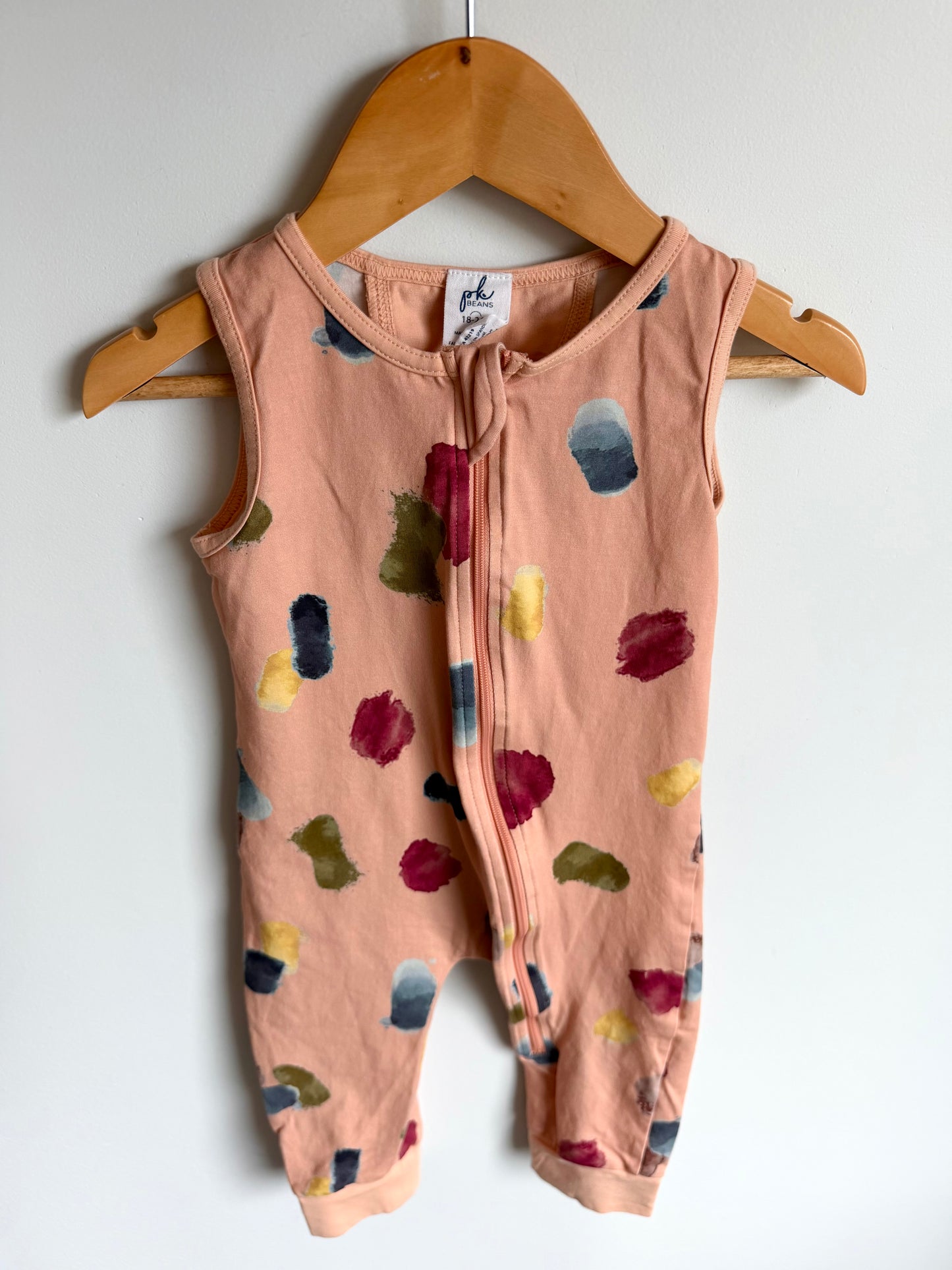 Peekaboo Beans Peach Sleeveless Romper / 18-24m