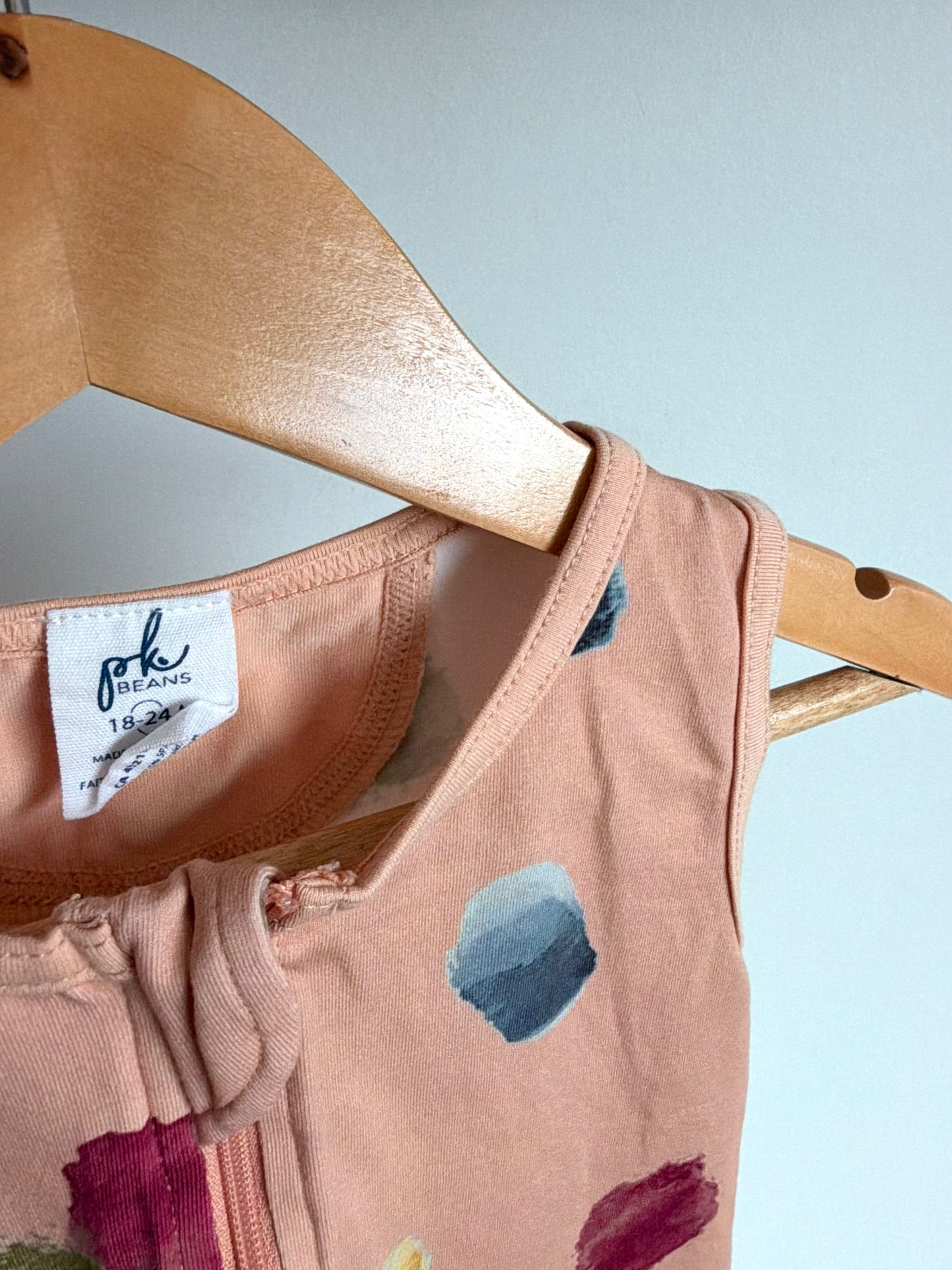 Peekaboo Beans Peach Sleeveless Romper / 18-24m