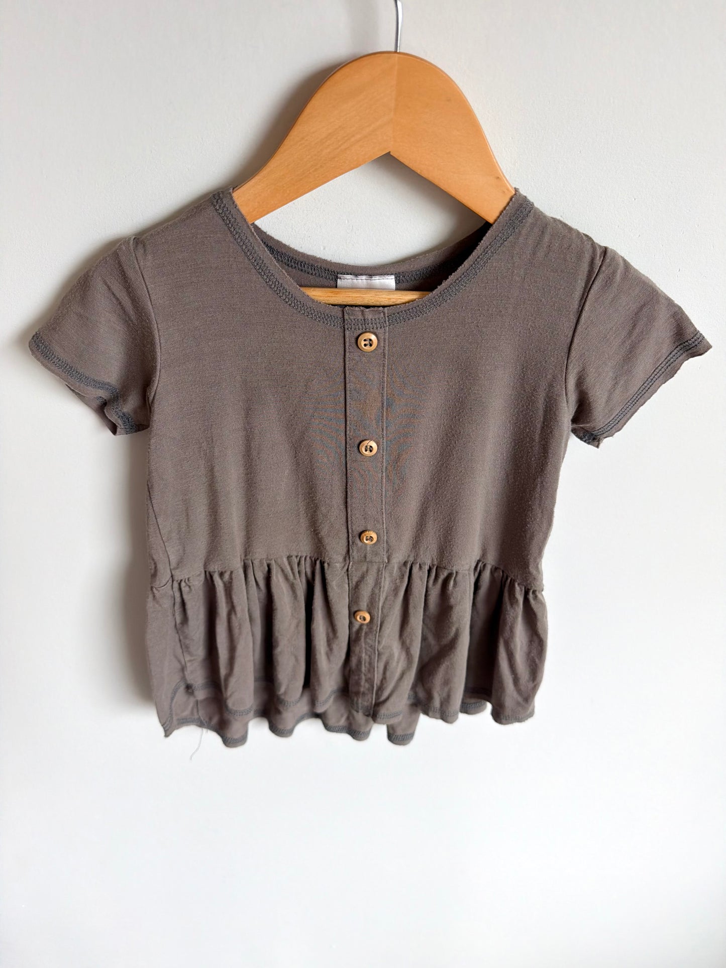 Grey Jax + Lennon Bamboo Peplum Top / 18-24m