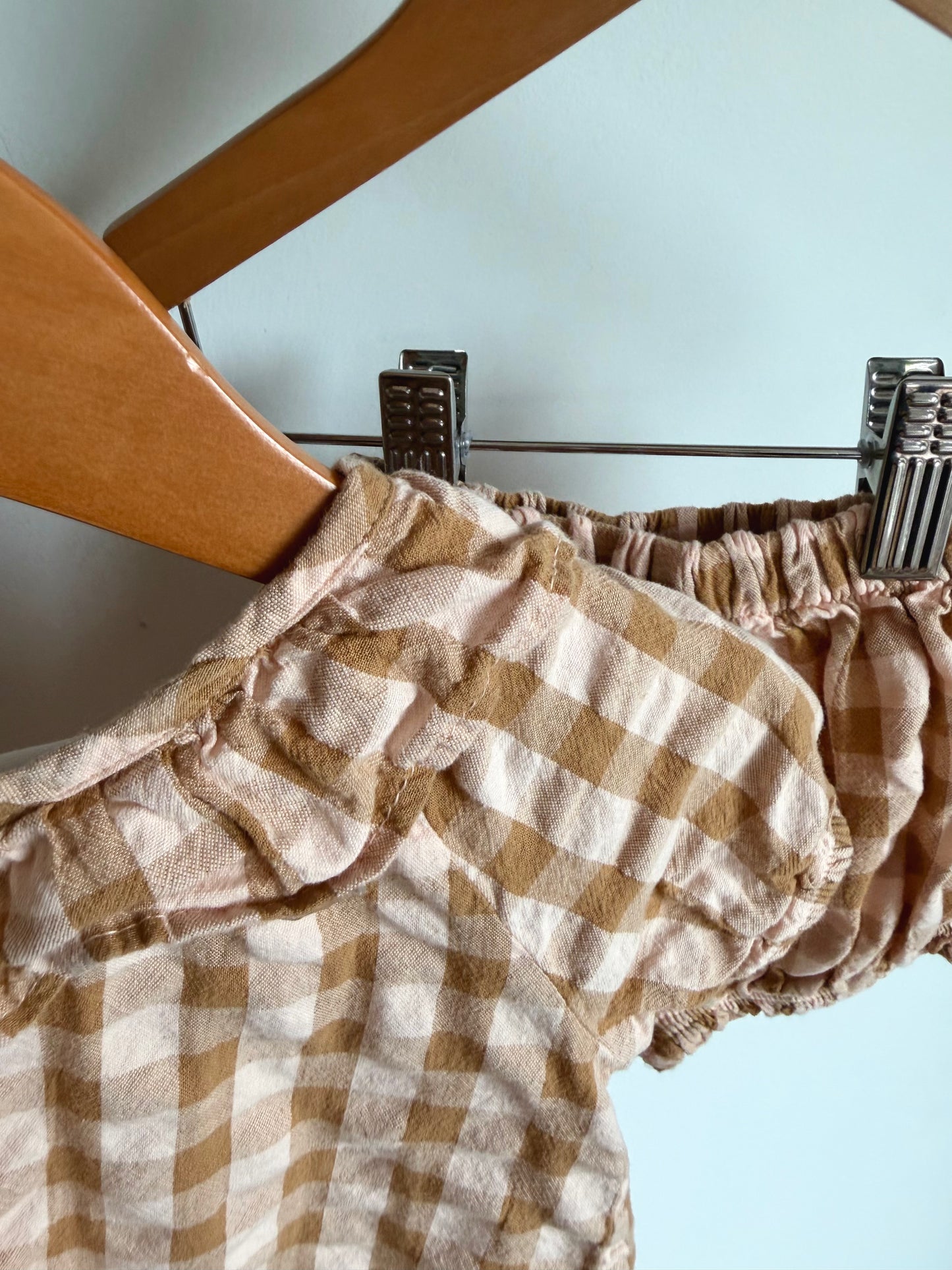 Hema Brown Checkered Top + Shorts Set / 6-9m