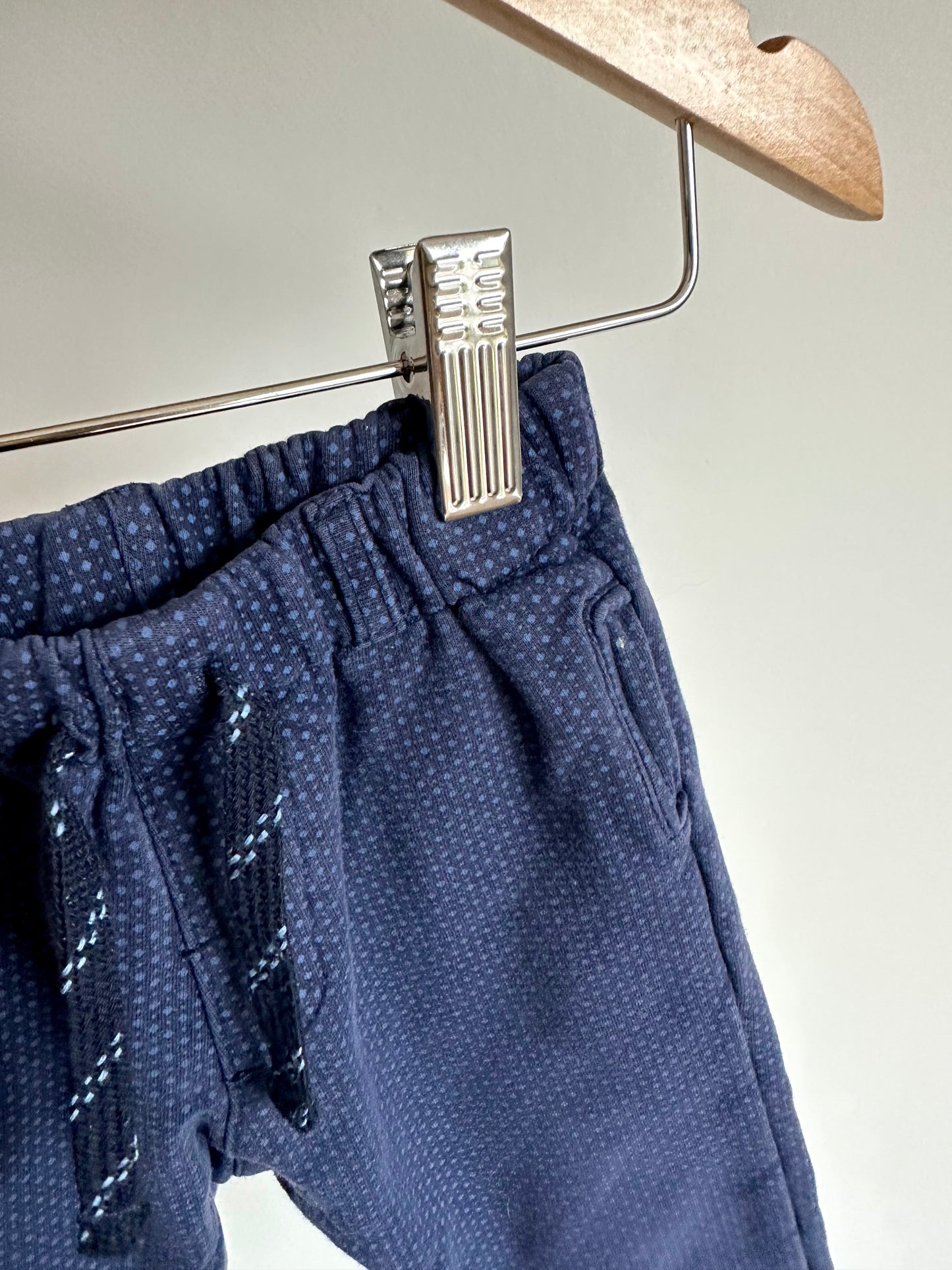 Blue Dotted Drawstring Pants / 12m