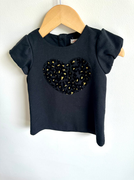 Heart Black Dress / 6-12m