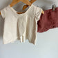 White Top + Crimson Shorts Set / 12-24m