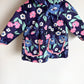 Navy Floral Fleece Lined Rain Jacket / 12m