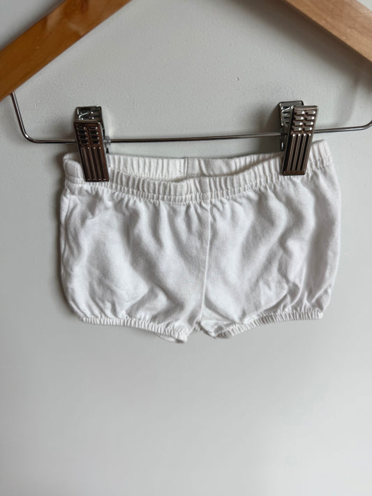 White Bloomer Cotton Shorts / 3-6m