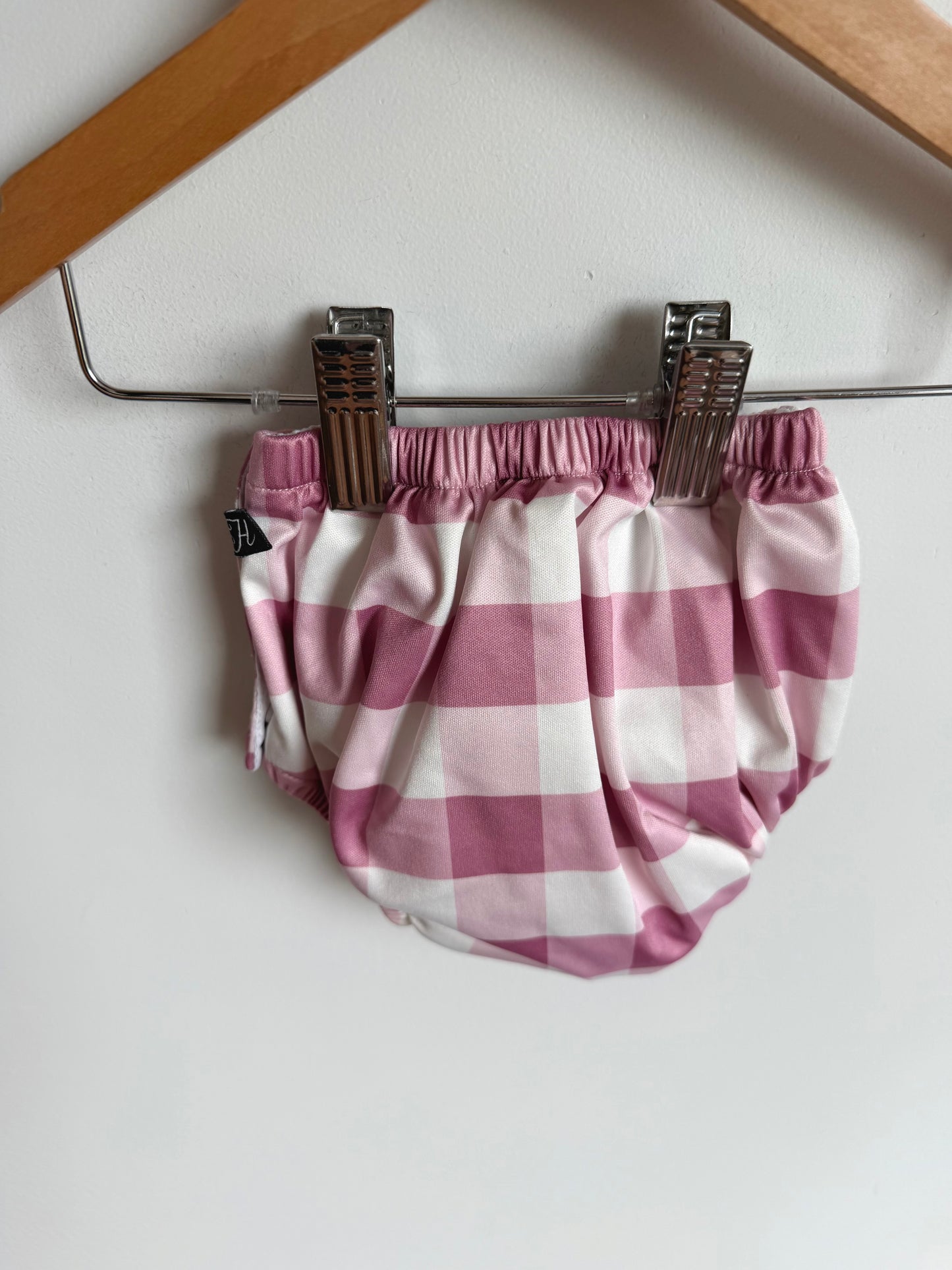 Honeysuckle Pink Checkered Swim Diaper / 18-24m
