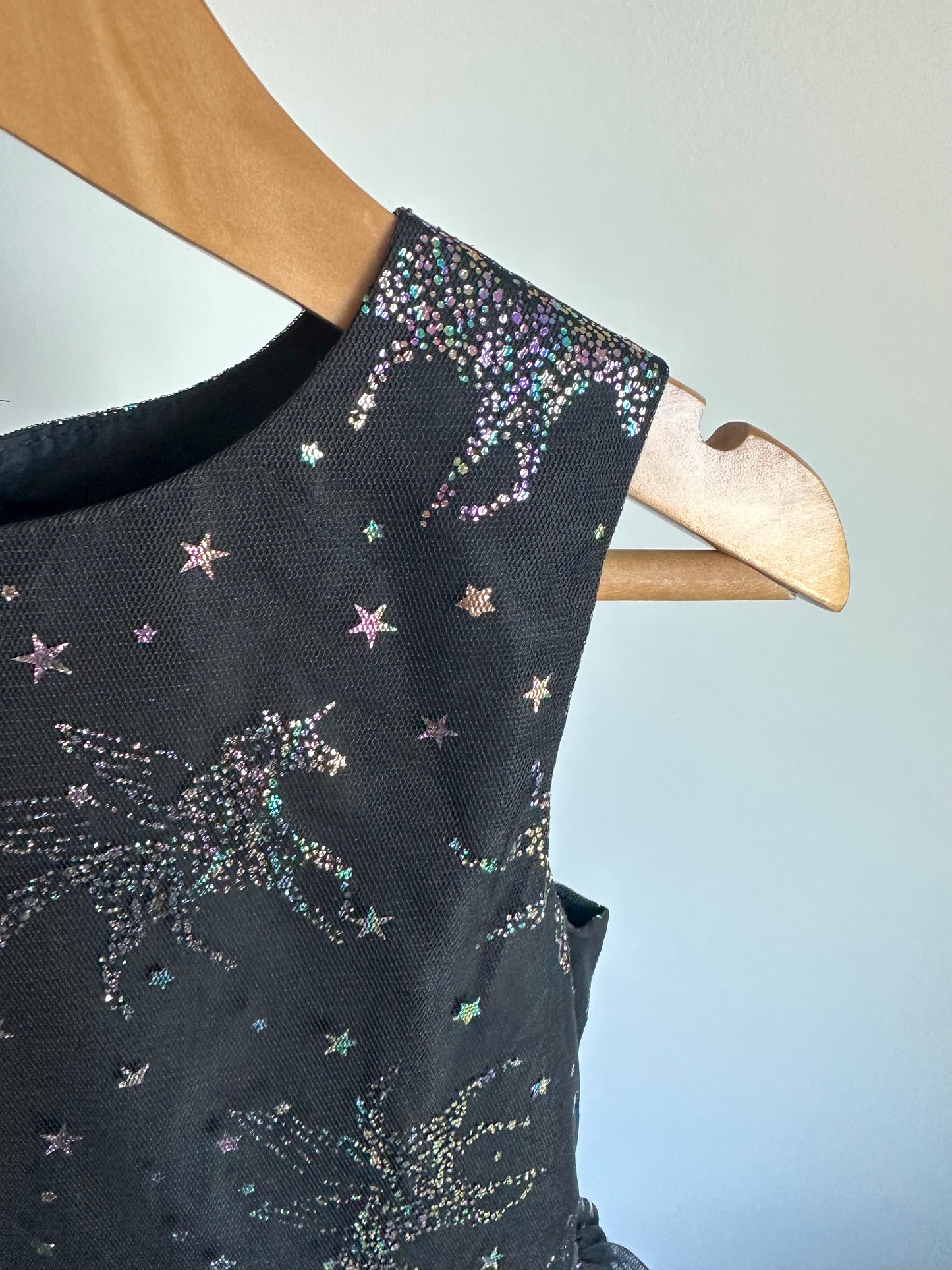 Sparkly Black Unicorn Dress / 6 years