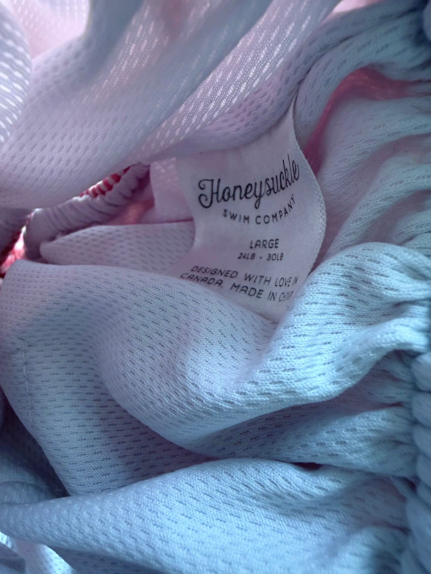Honeysuckle Pink Stripe Swim Diaper / 18-24m