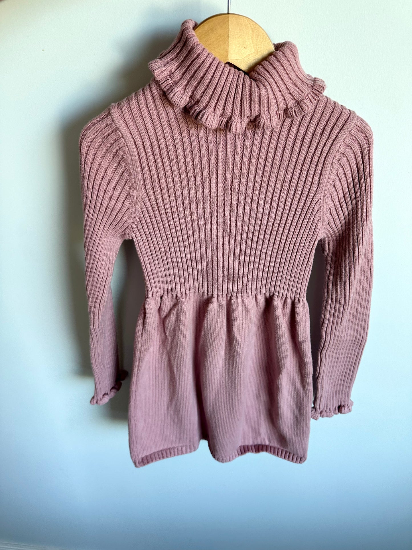 Pink Rib Knit Turtle Neck Dress / 7-8 years