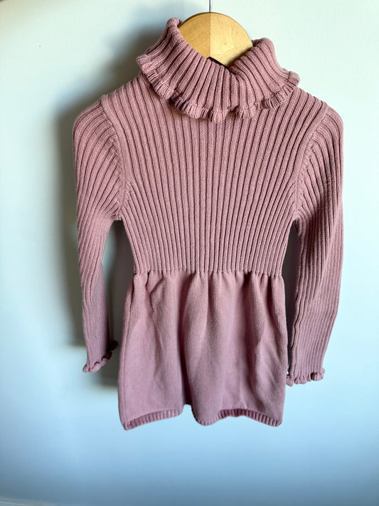 Pink Rib Knit Turtle Neck Dress / 7-8 years