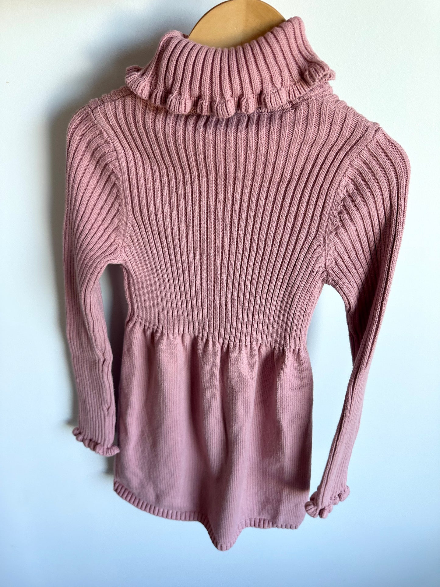 Pink Rib Knit Turtle Neck Dress / 7-8 years