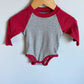 Red Sleeve Grey Bodysuit / 6m