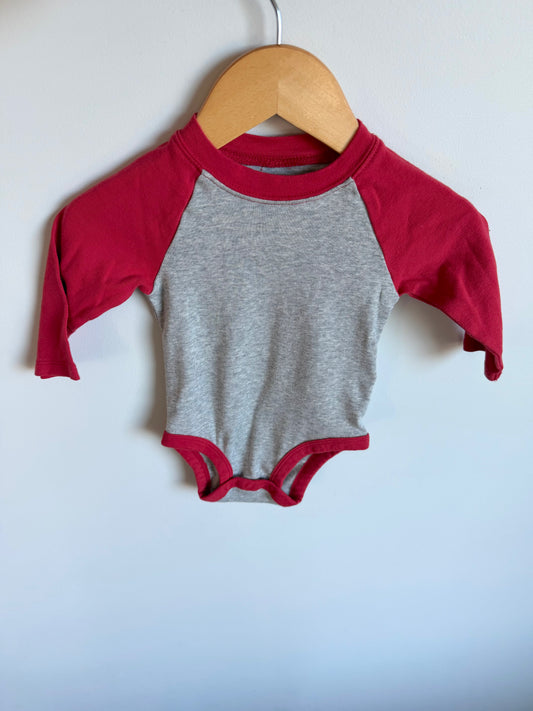Red Sleeve Grey Bodysuit / 6m