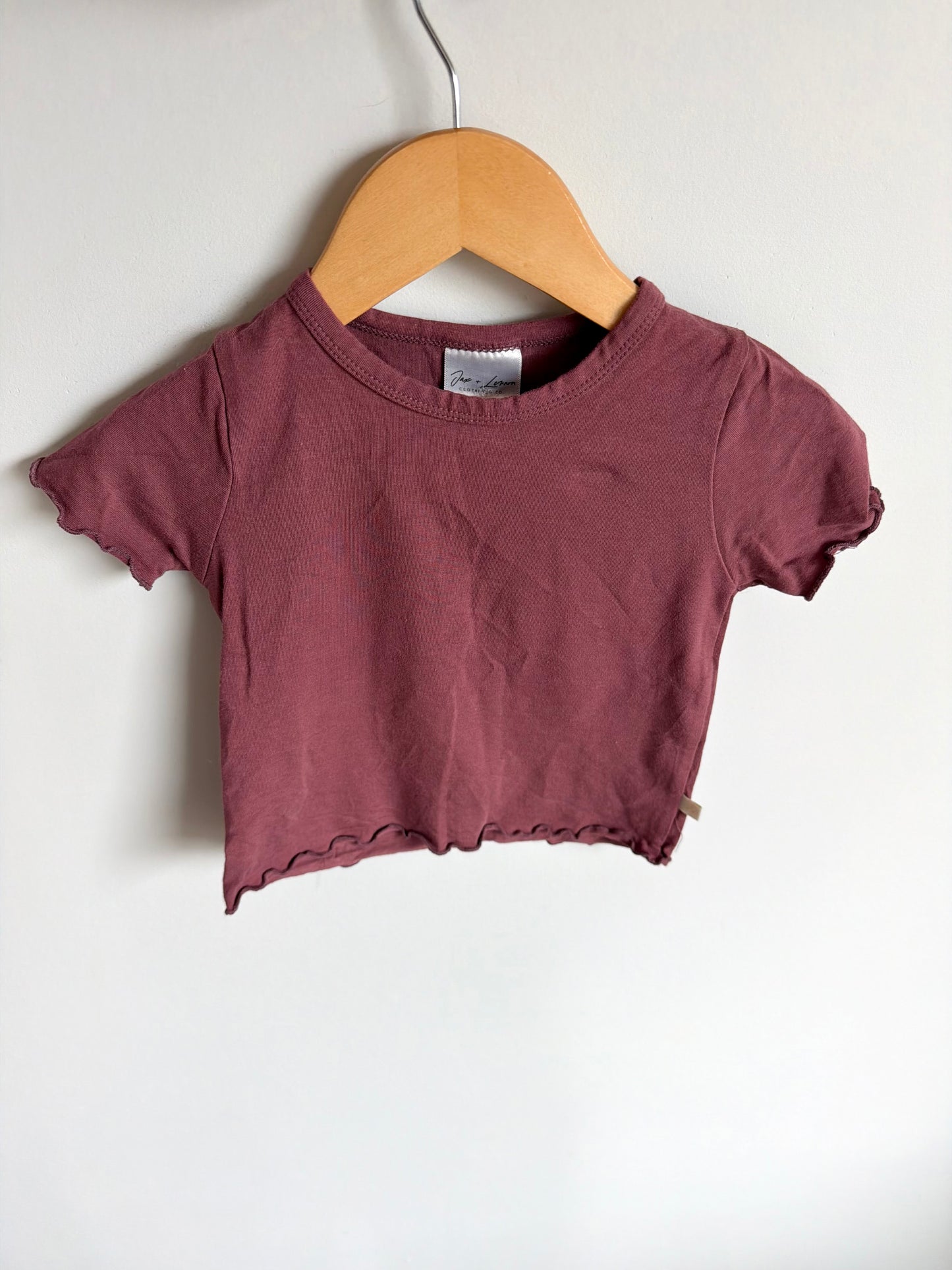 Jax + Lennon Bamboo Berry Wavy Hem T-shirt / 24m-2T