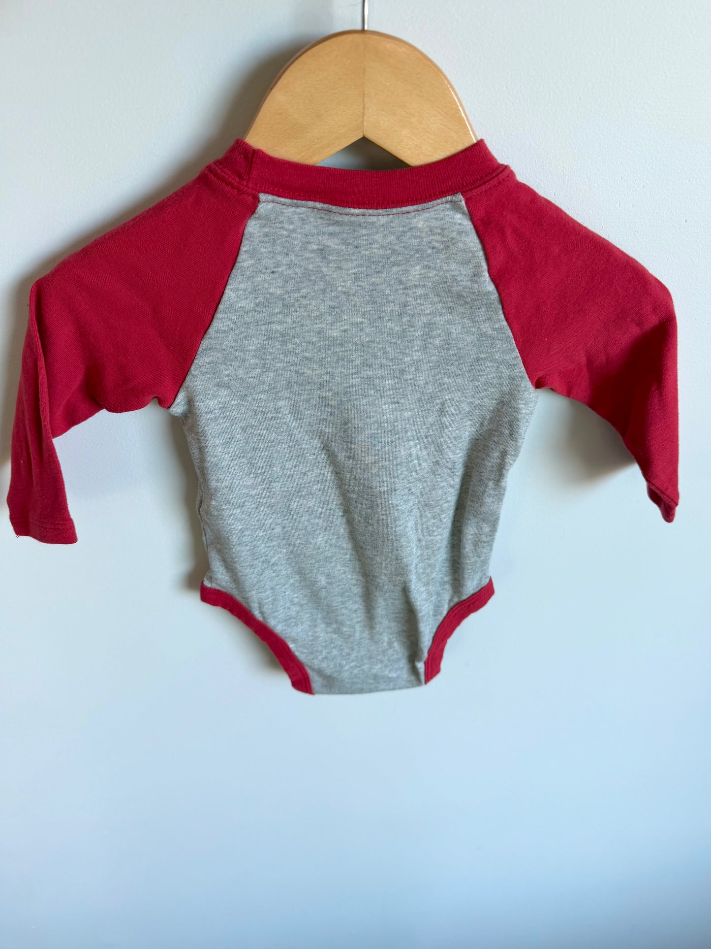 Red Sleeve Grey Bodysuit / 6m