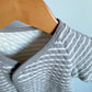 Striped Grey + White Thick Bodysuit / 6m