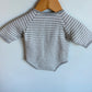 Striped Grey + White Thick Bodysuit / 6m