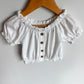 Mayoral Cropped White Top Floral Wooden Buttons / 24m