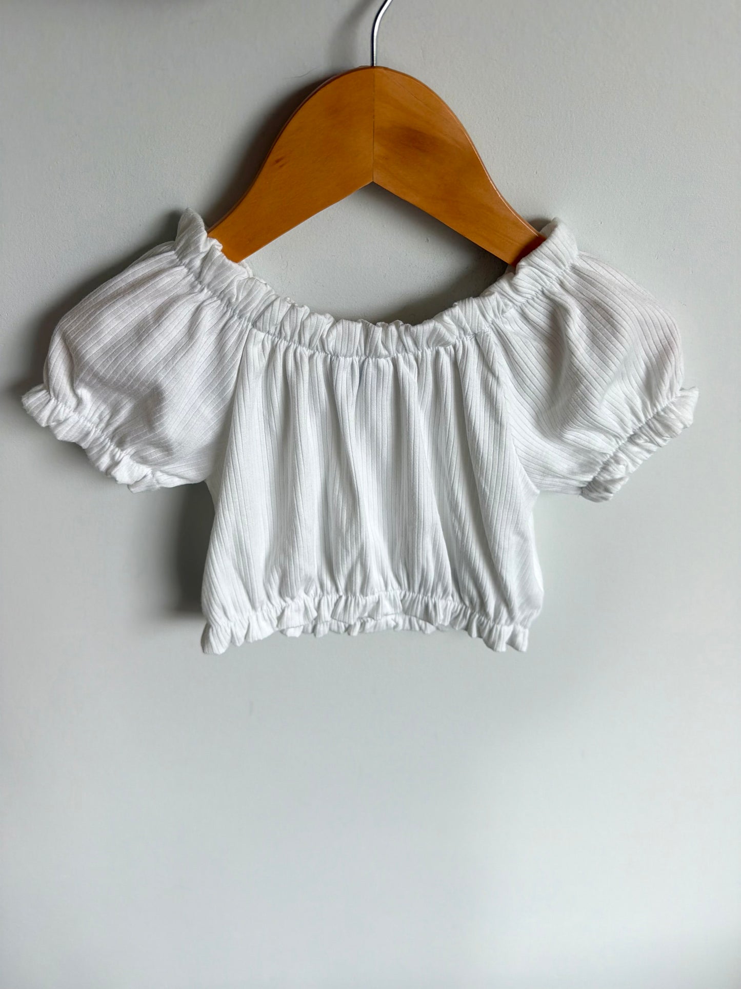 Mayoral Cropped White Top Floral Wooden Buttons / 24m